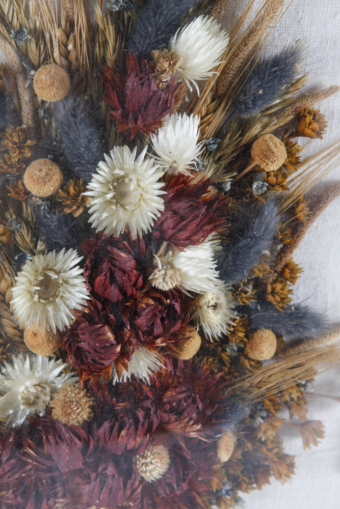 Dried Flower Arrangement in Antique Oval Frame