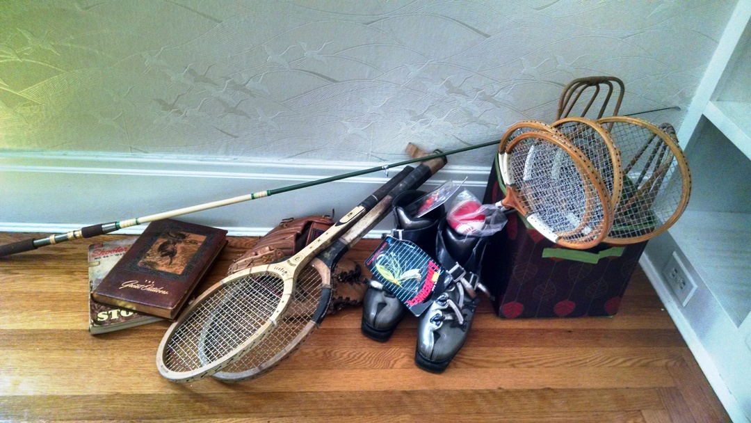 First Edition "The Great Outdoors" Book & Vintage Sporting Goods 