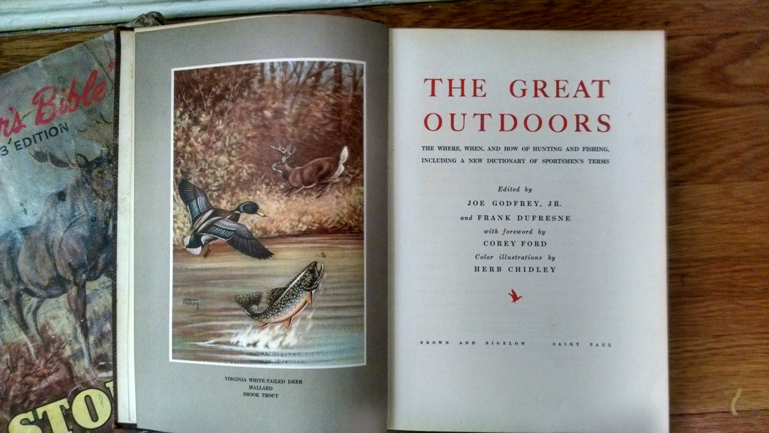 First Edition "The Great Outdoors" Book & Vintage Sporting Goods 