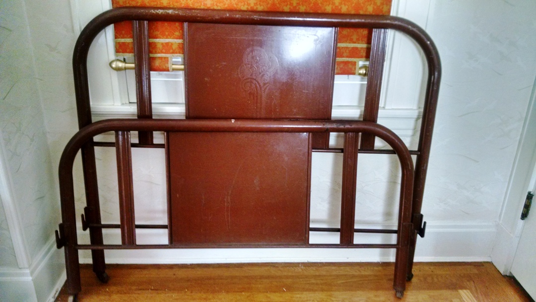 Vintage Painted Metal Headboard and Footboard