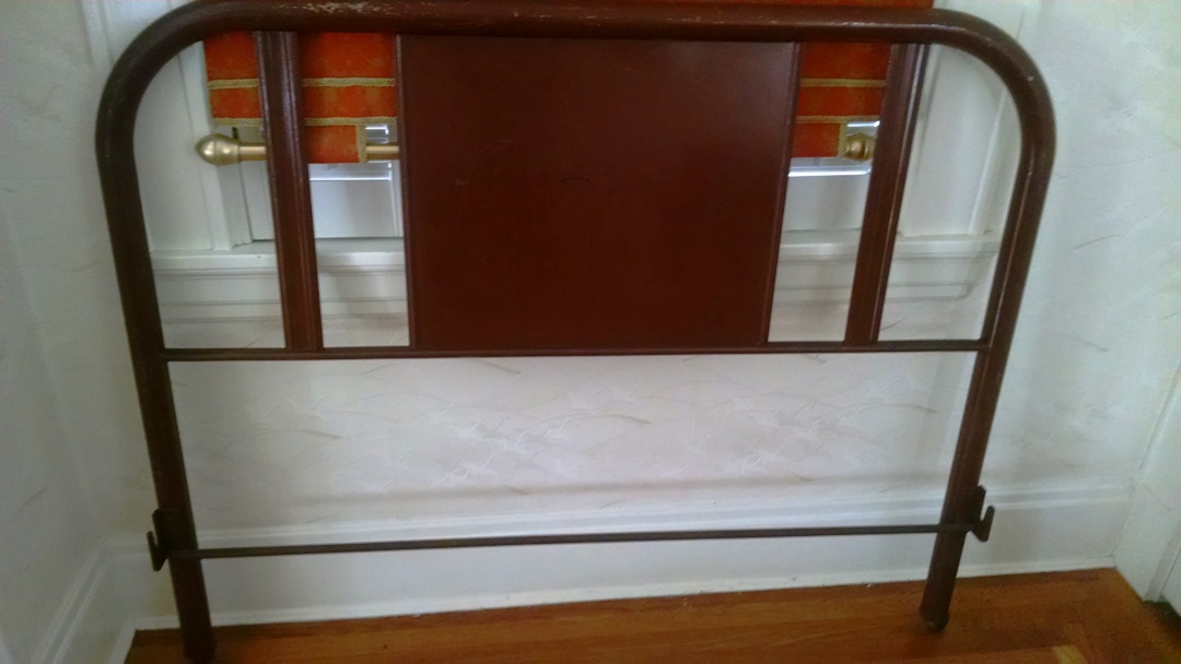 Vintage Painted Metal Headboard and Footboard
