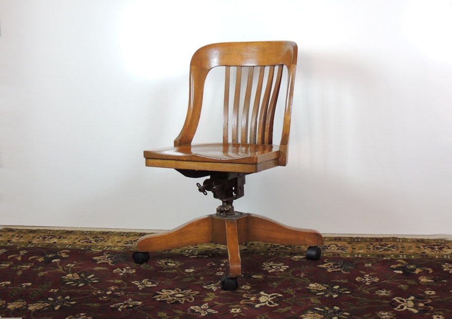 Marble & Shattuck Wooden Bankers Desk Chair