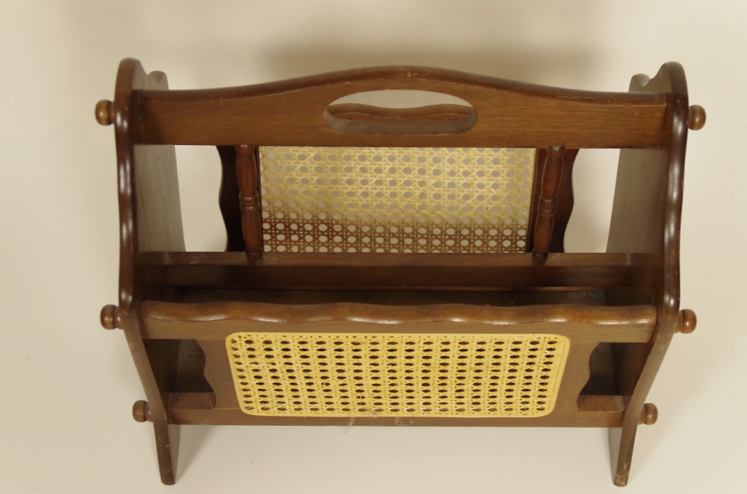 Vintage Magazine Rack with Cane Accent