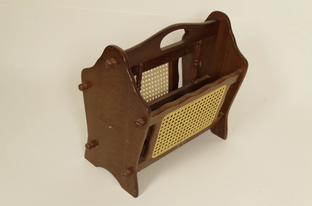 Vintage Magazine Rack with Cane Accent