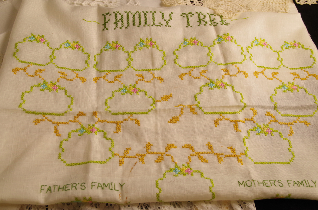 Vintage Linens and Cross Stitch Family Tree
