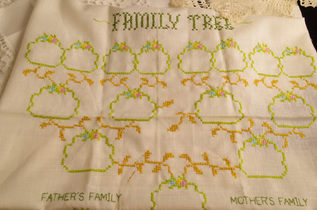 Vintage Linens and Cross Stitch Family Tree