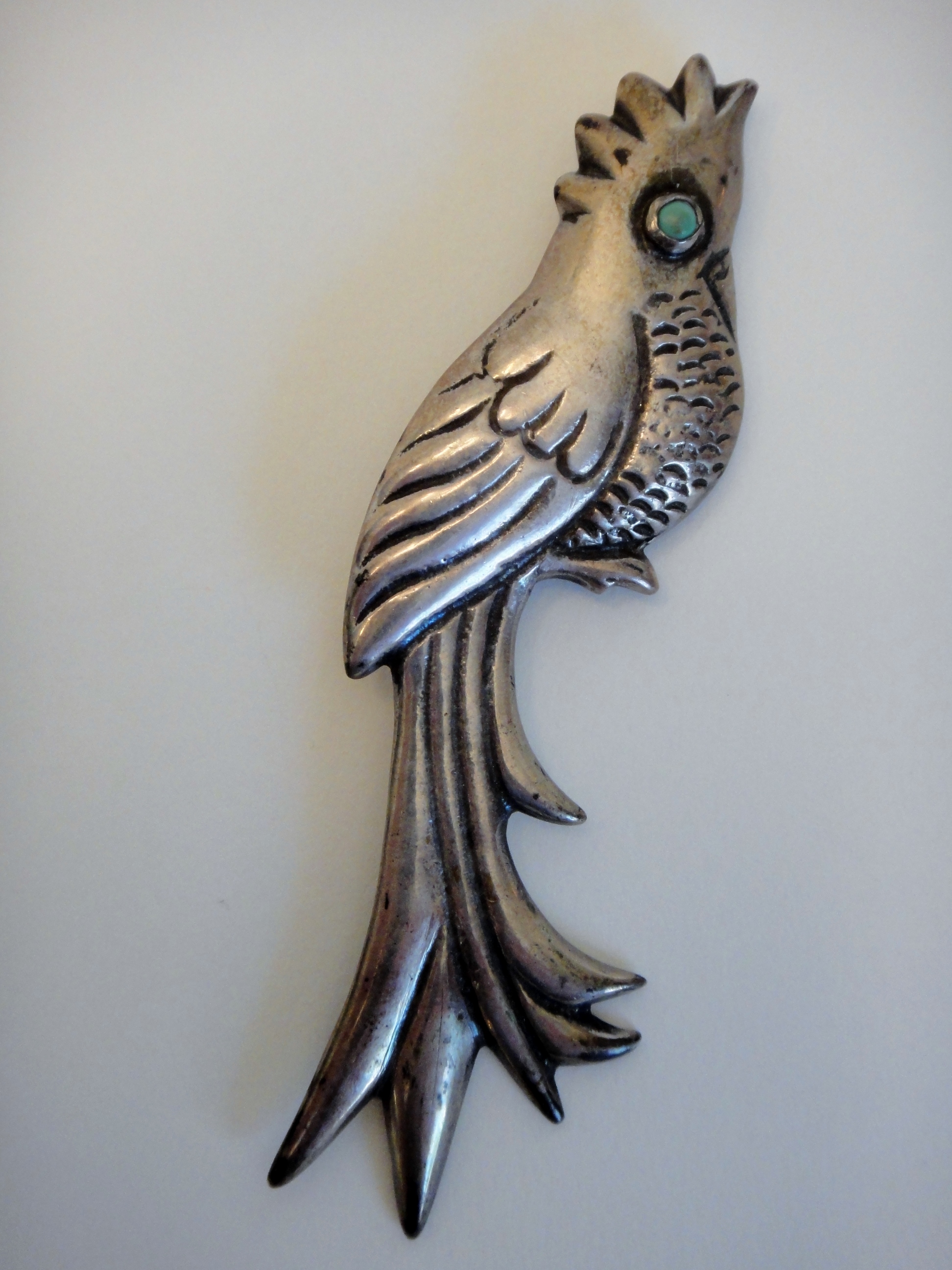 Vintage Mexican Silver Parrot Pin