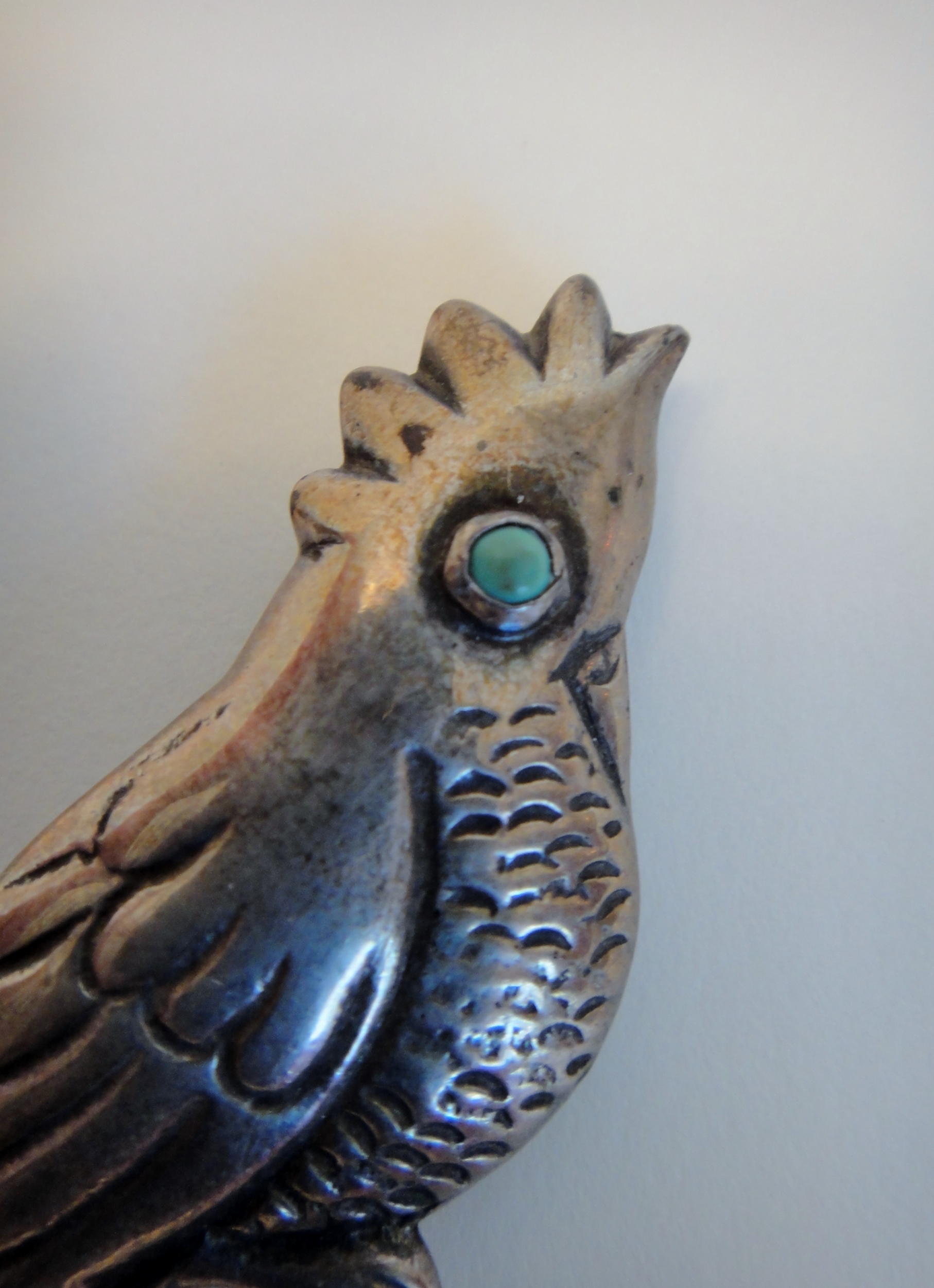 Vintage Mexican Silver Parrot Pin