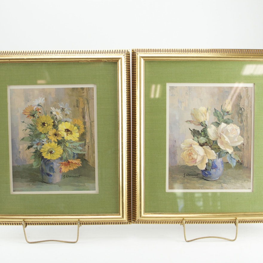 Pair of Framed Pierre-Georges Danset Flower Prints