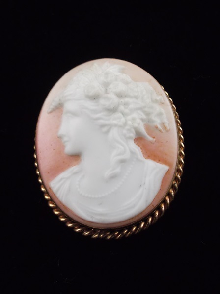 Vintage Porcelain Cameo Brooch 