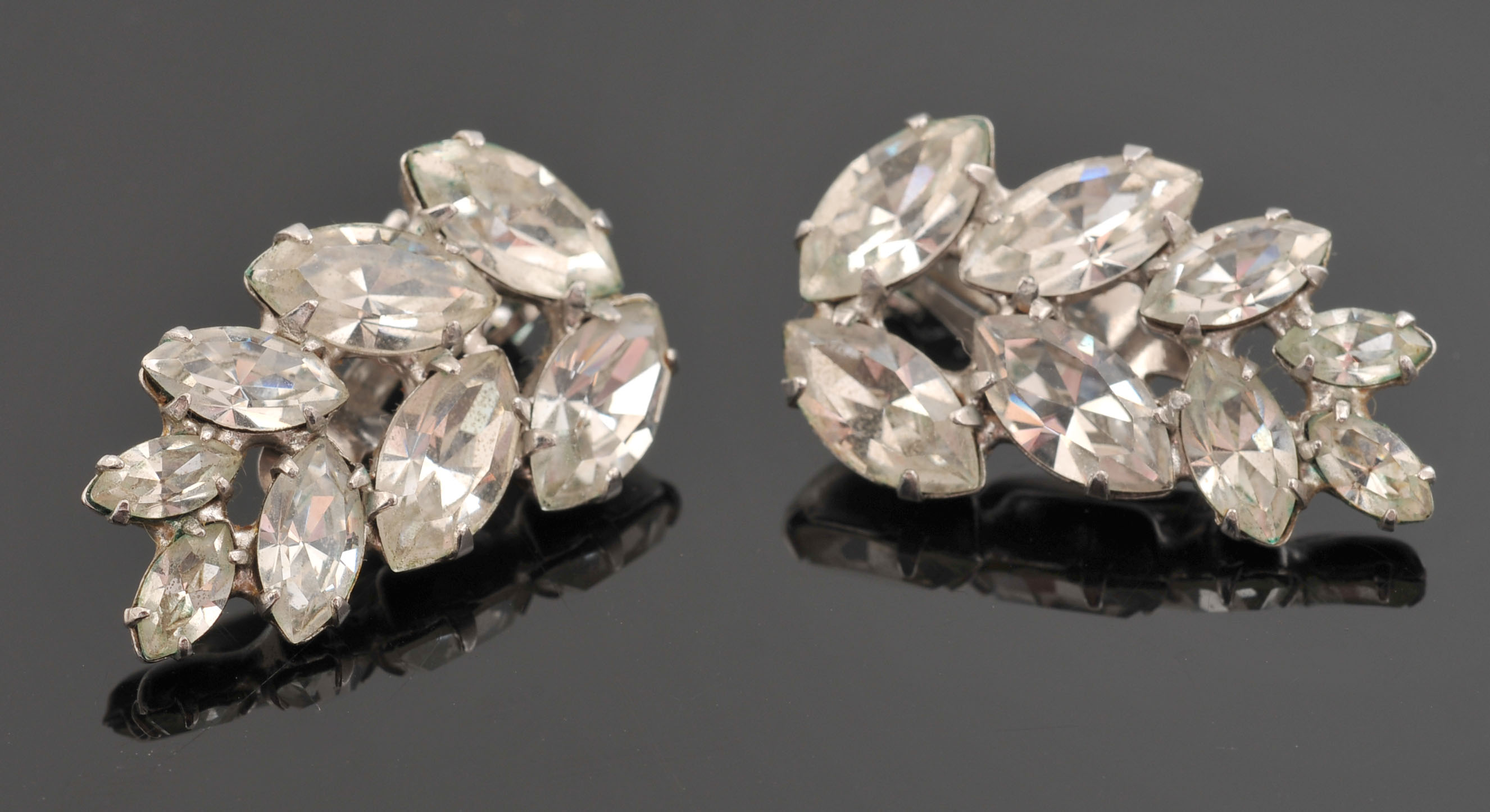 Ann Vien, B.David Signed Clip On Earrings and Rhinestone Necklace