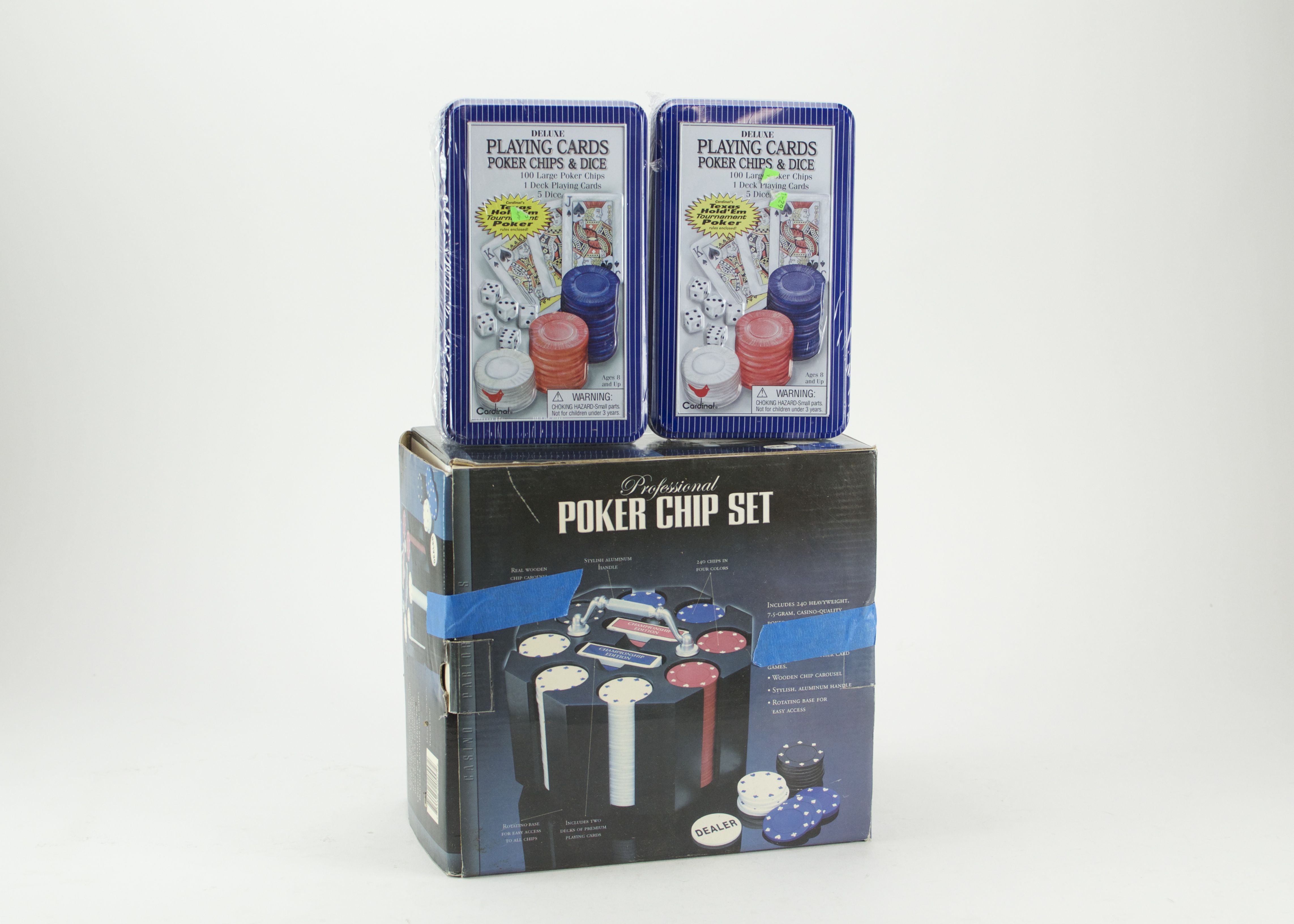 Portable Poker Set with Tabletop, Playing Cards and Chips