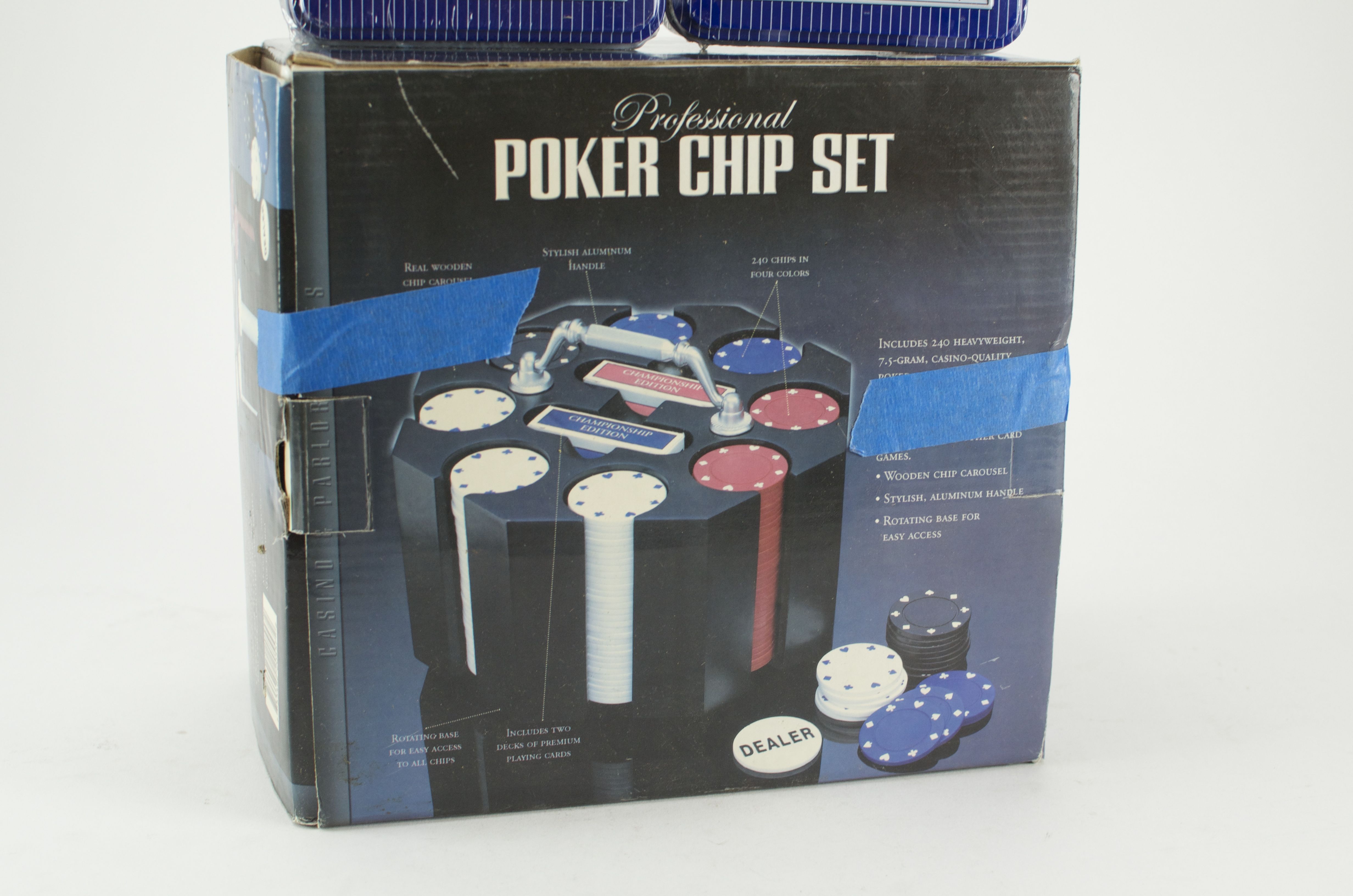 Portable Poker Set with Tabletop, Playing Cards and Chips