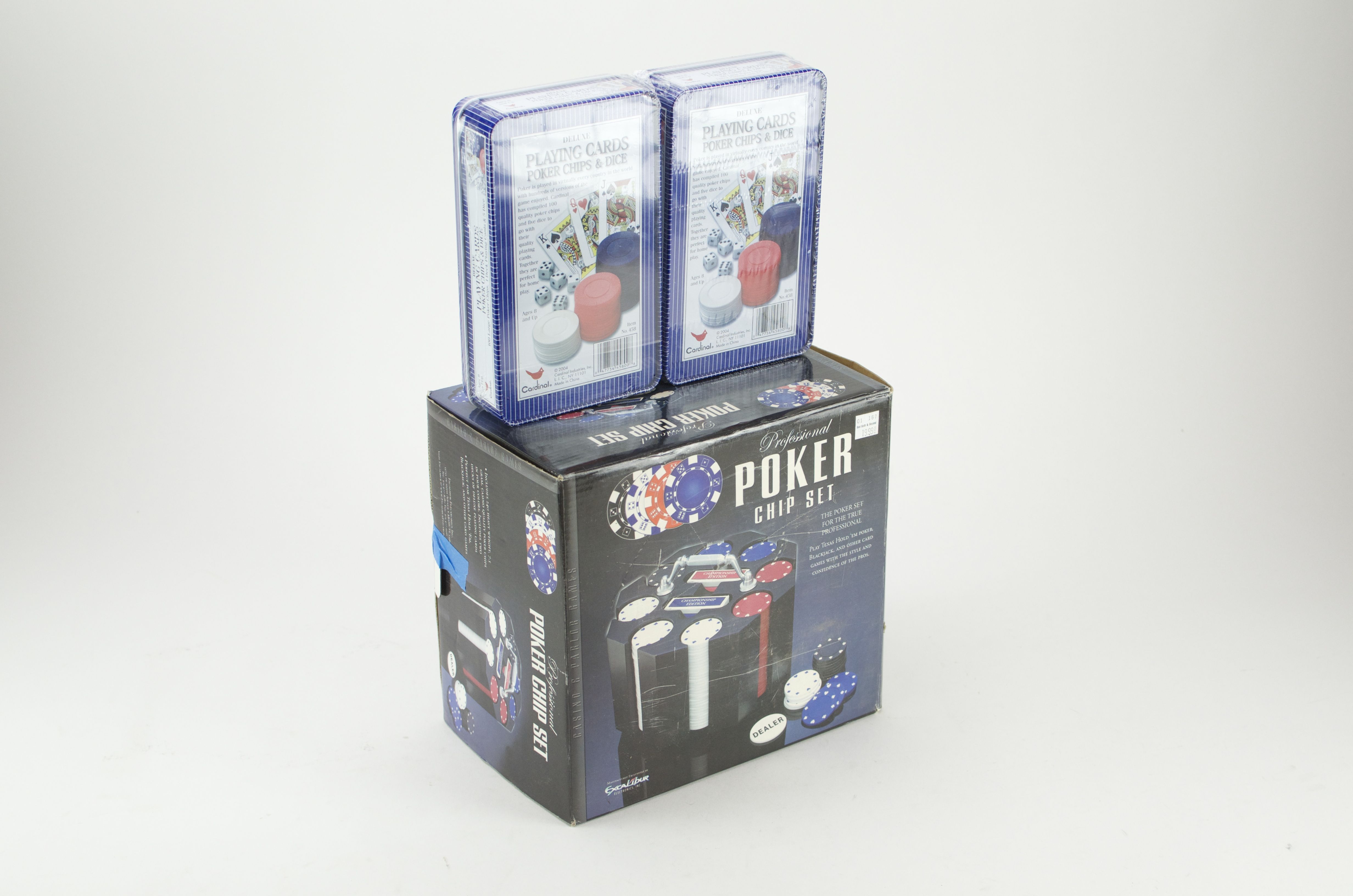Portable Poker Set with Tabletop, Playing Cards and Chips