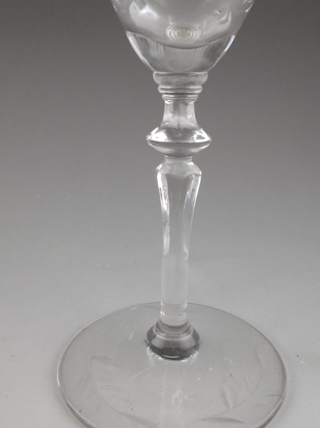 Set of Three Antique Etched Crystal Water Goblets