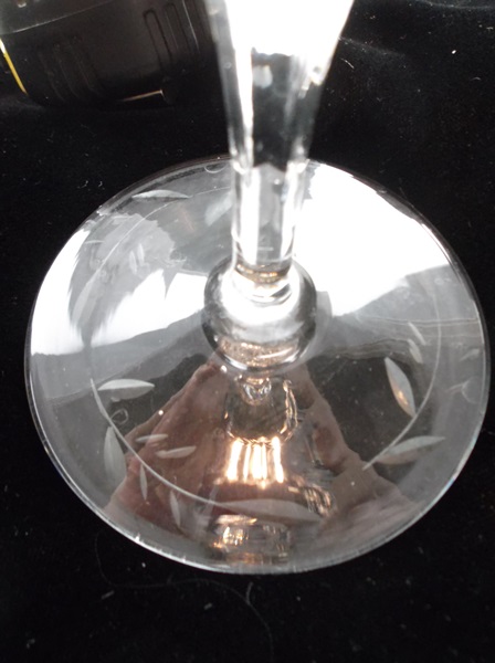 Set of Three Antique Etched Crystal Water Goblets