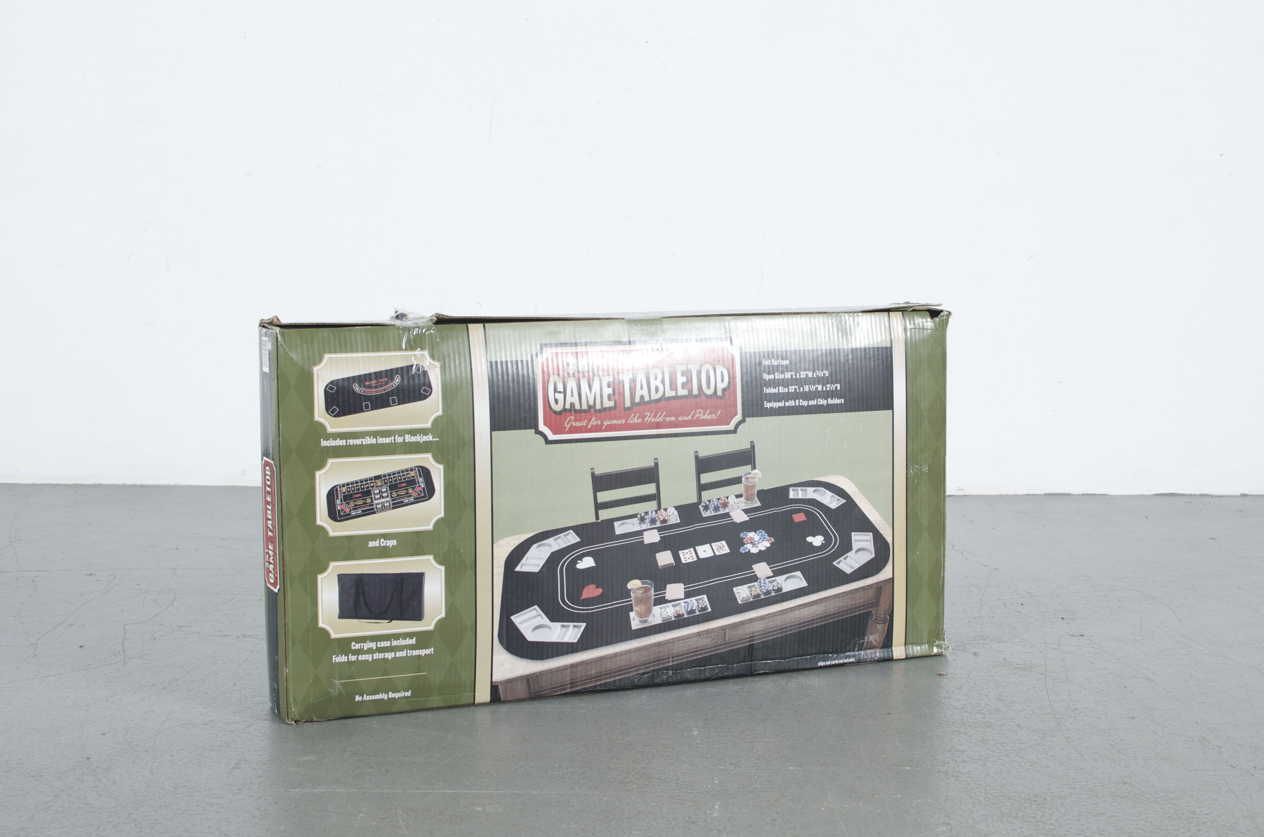 Portable Poker Set with Tabletop, Playing Cards and Chips