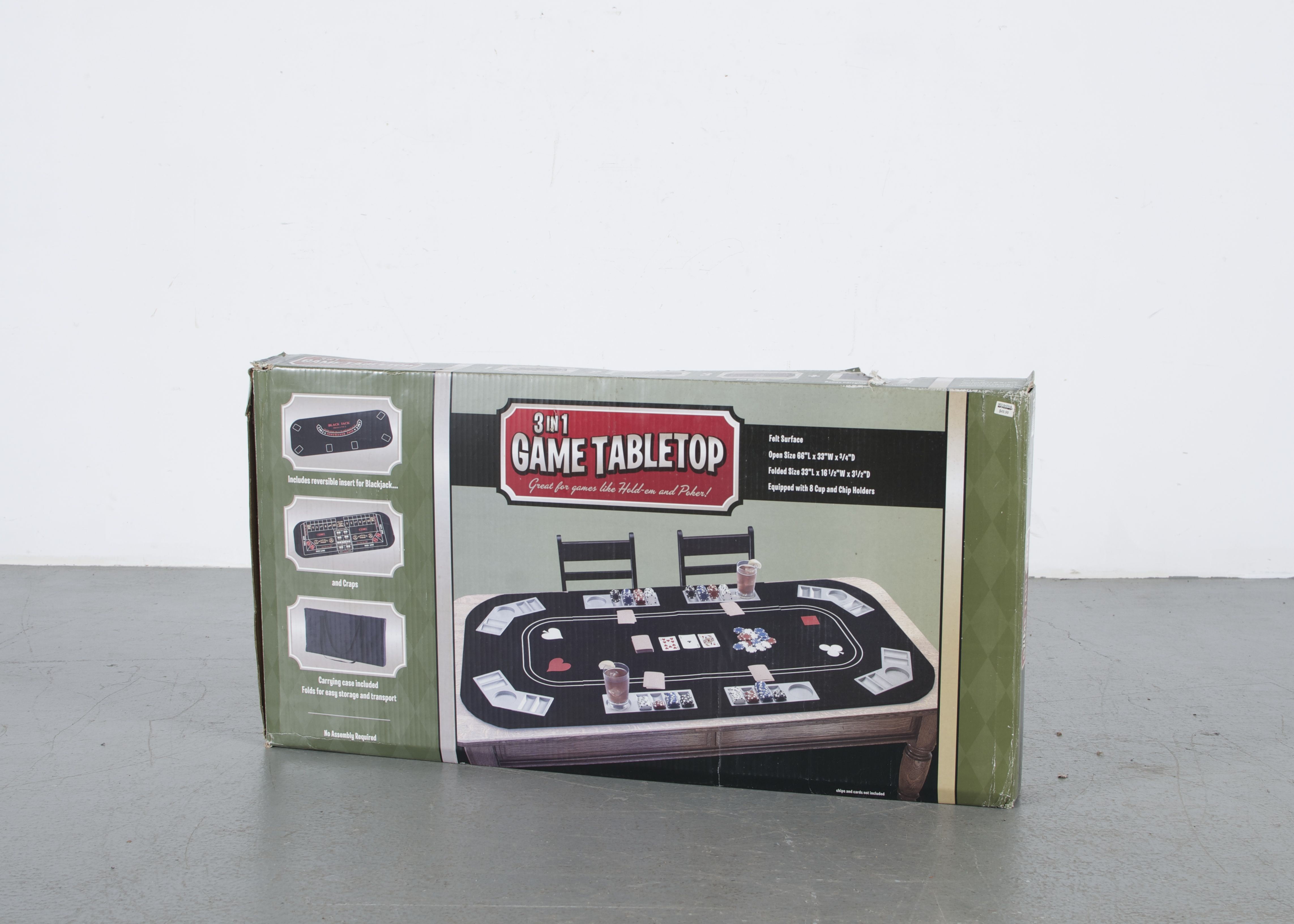 Portable Poker Set with Tabletop, Playing Cards and Chips