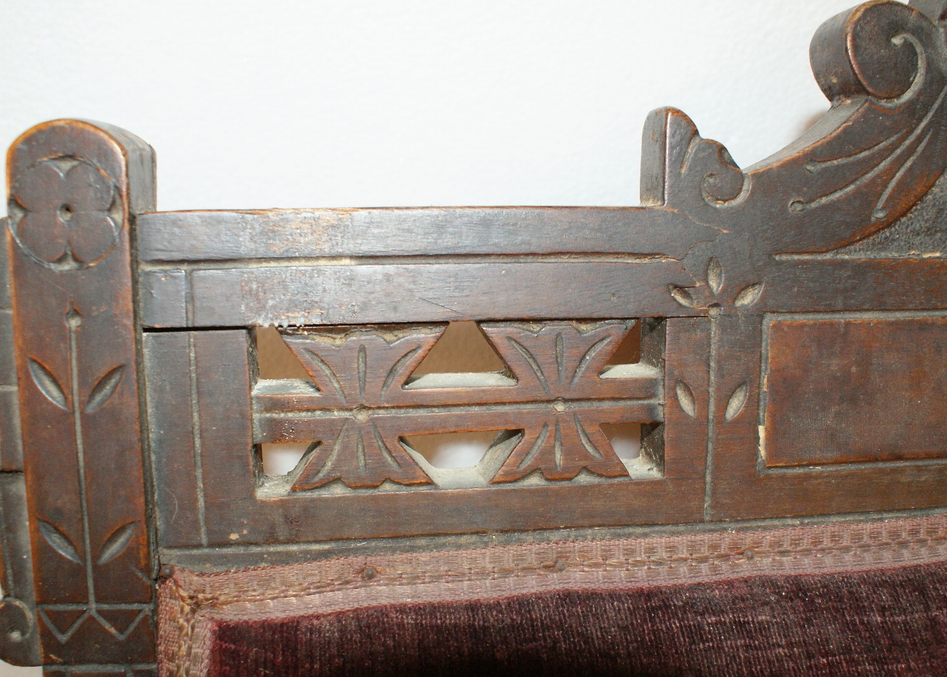 Vintage Eastlake Style Velvet Upholstered Platform Rocking Chair