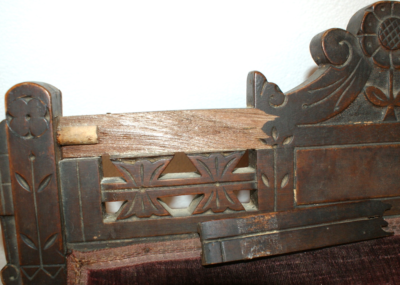 Vintage Eastlake Style Velvet Upholstered Platform Rocking Chair