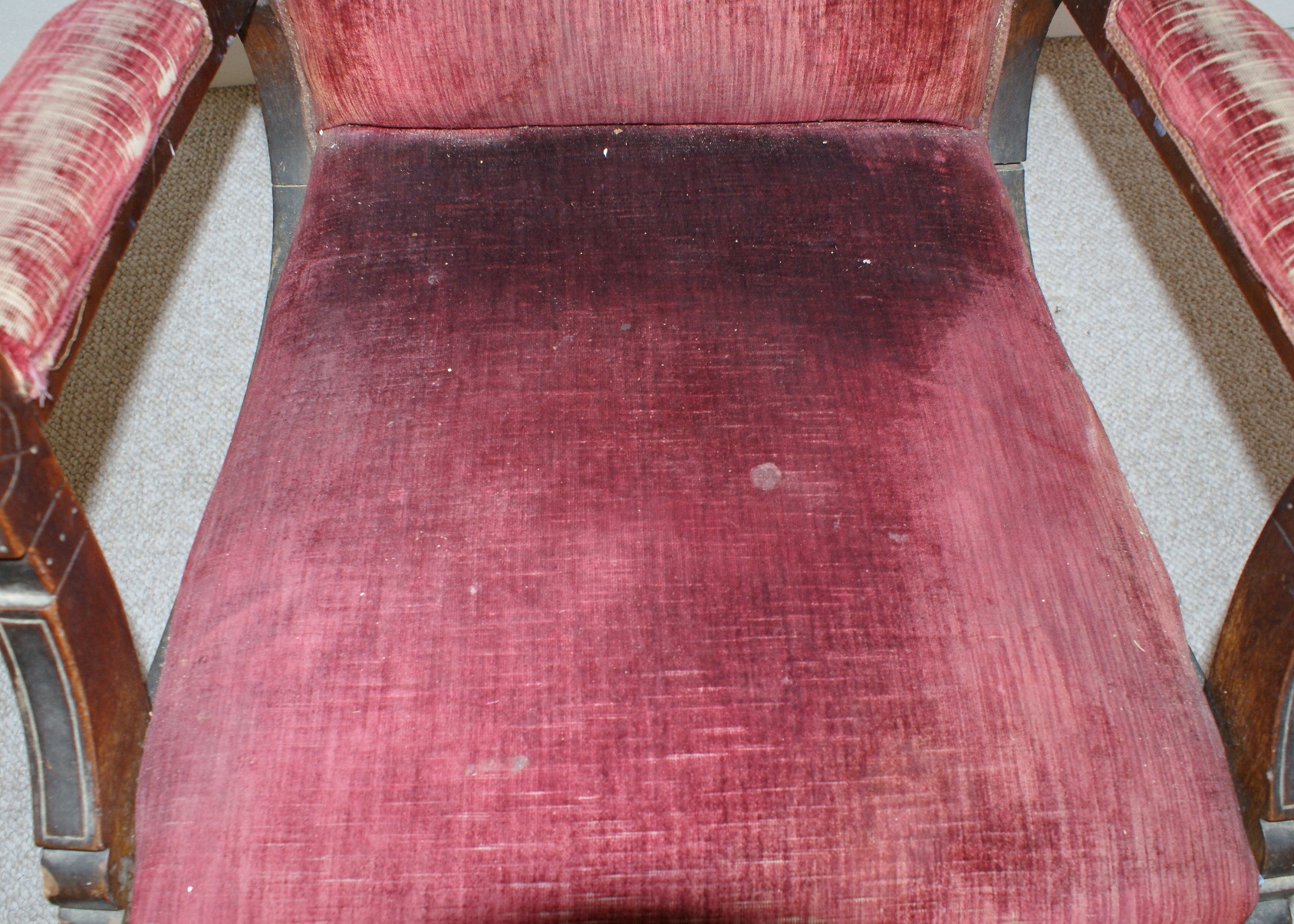 Vintage Eastlake Style Velvet Upholstered Platform Rocking Chair