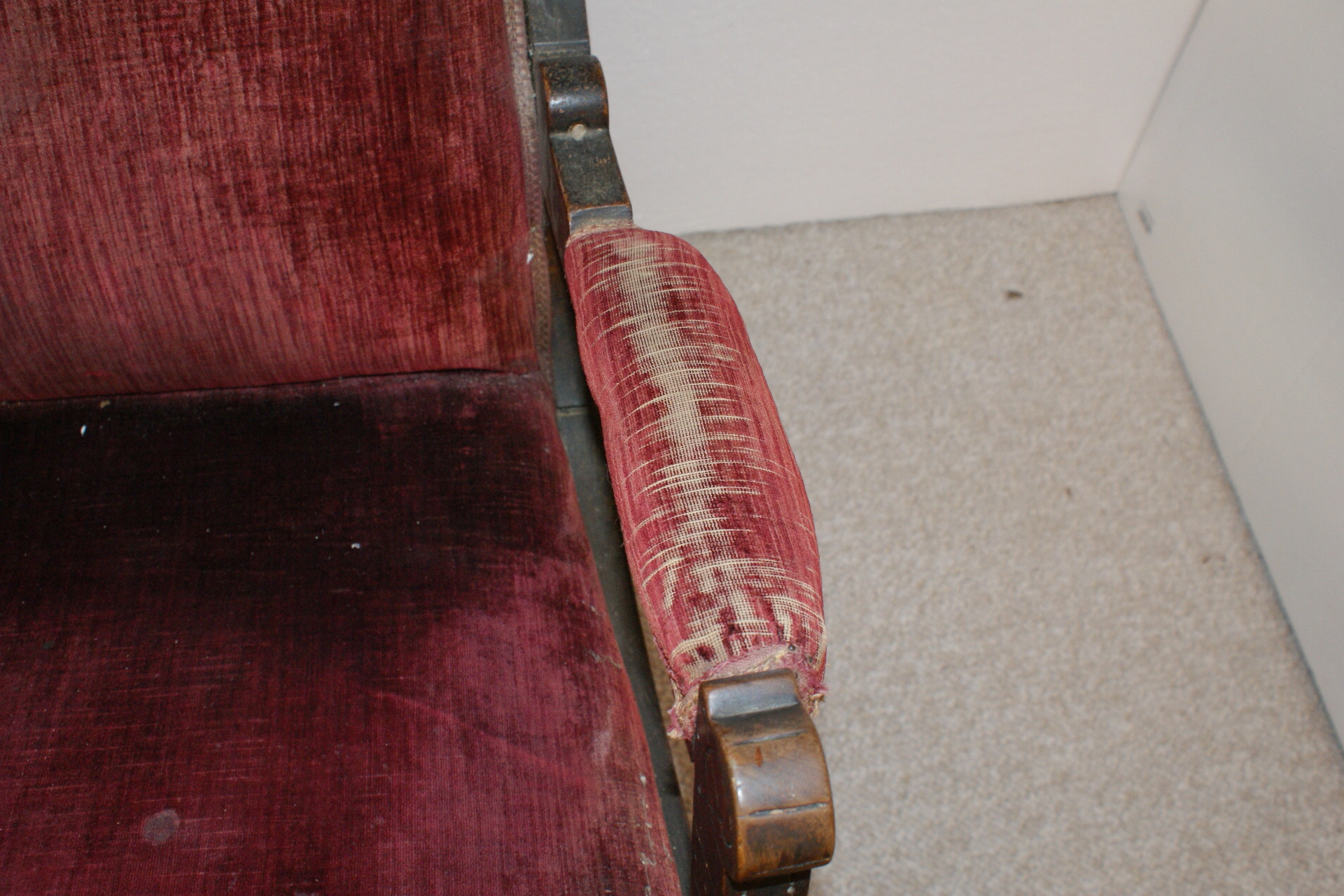 Vintage Eastlake Style Velvet Upholstered Platform Rocking Chair