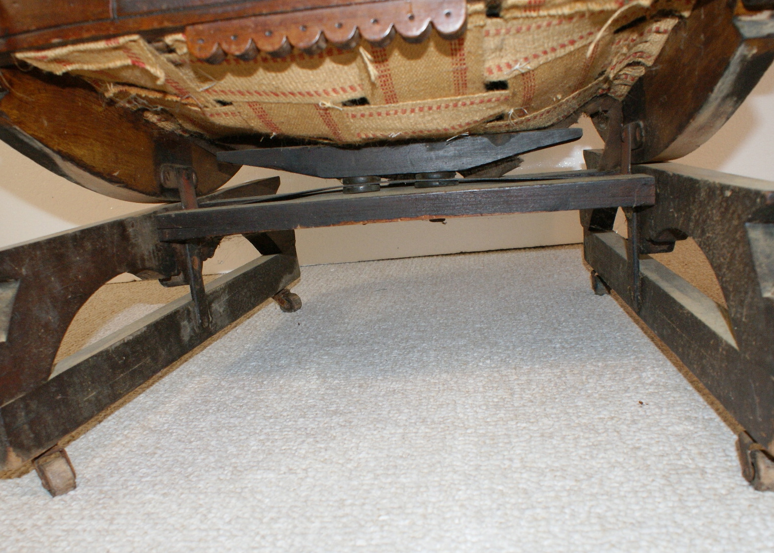 Vintage Eastlake Style Velvet Upholstered Platform Rocking Chair