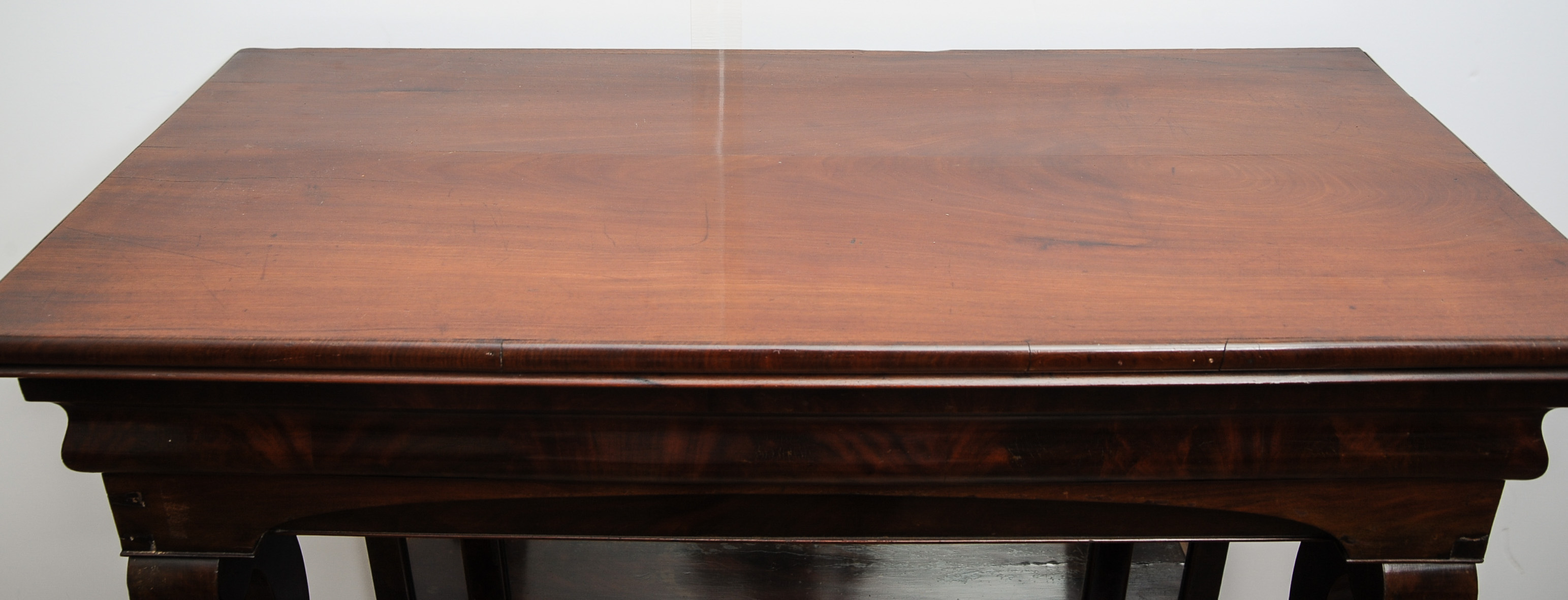 Mahogany Empire Console Table with Petticoat Mirror