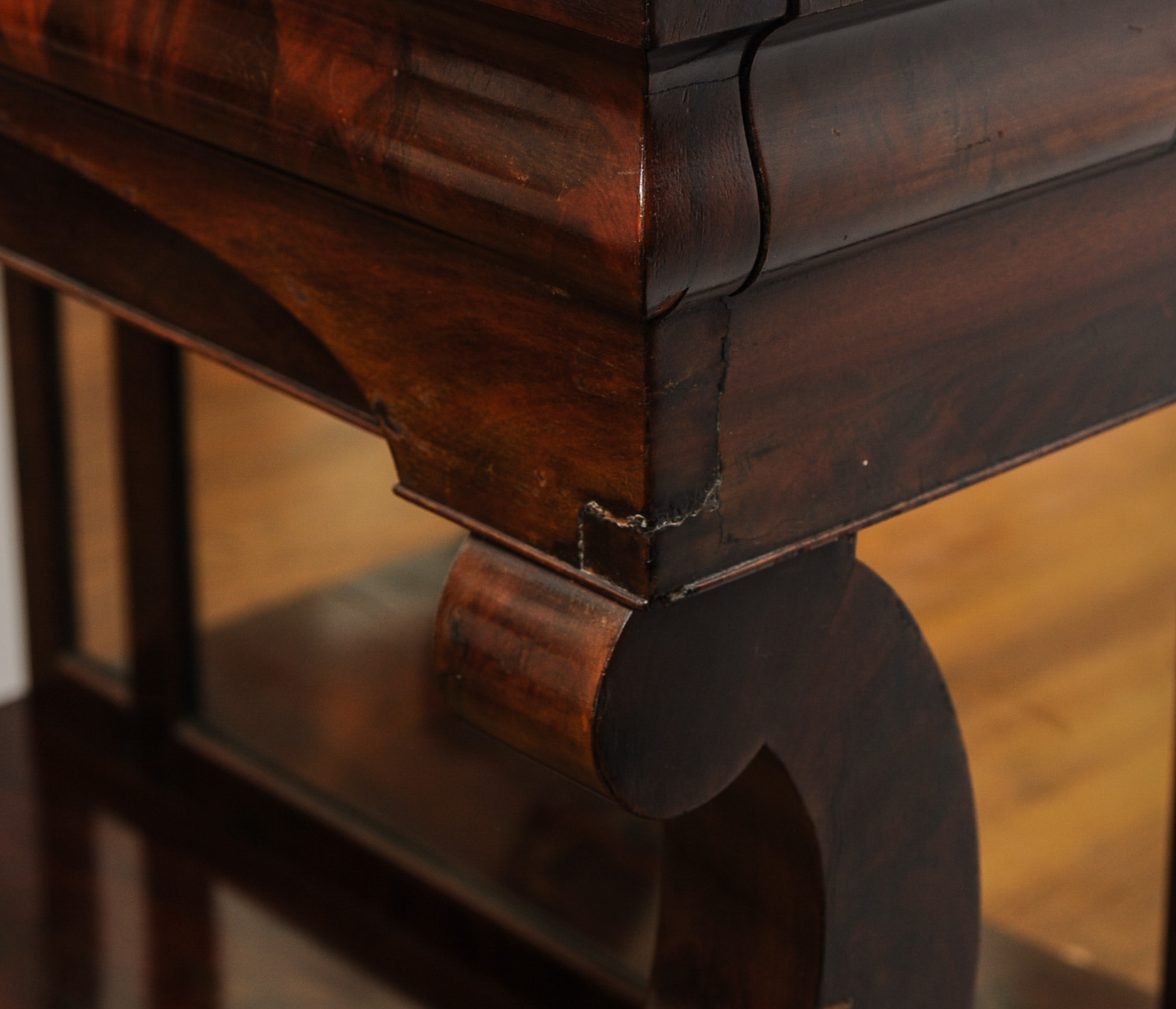 Mahogany Empire Console Table with Petticoat Mirror