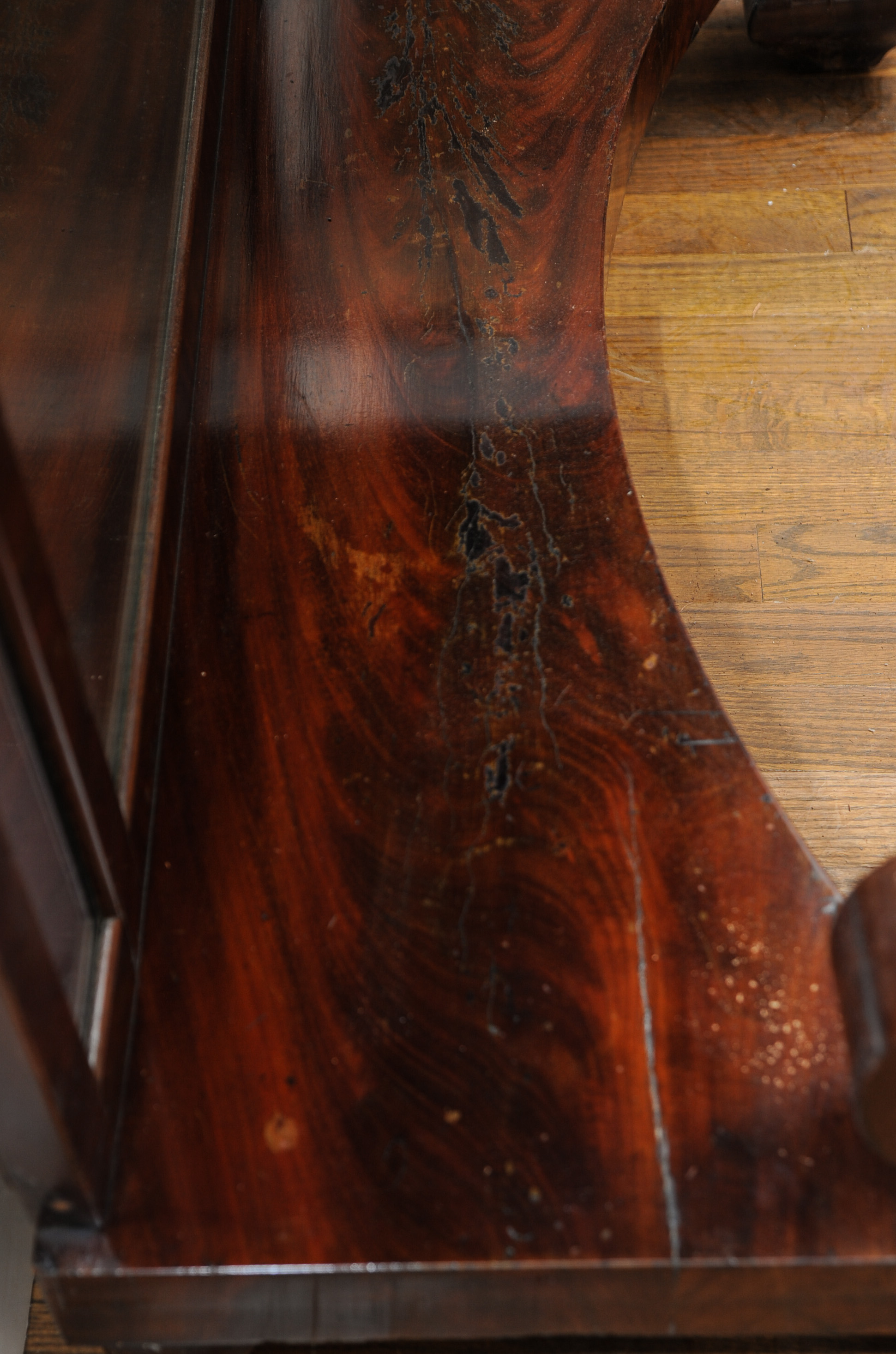 Mahogany Empire Console Table with Petticoat Mirror