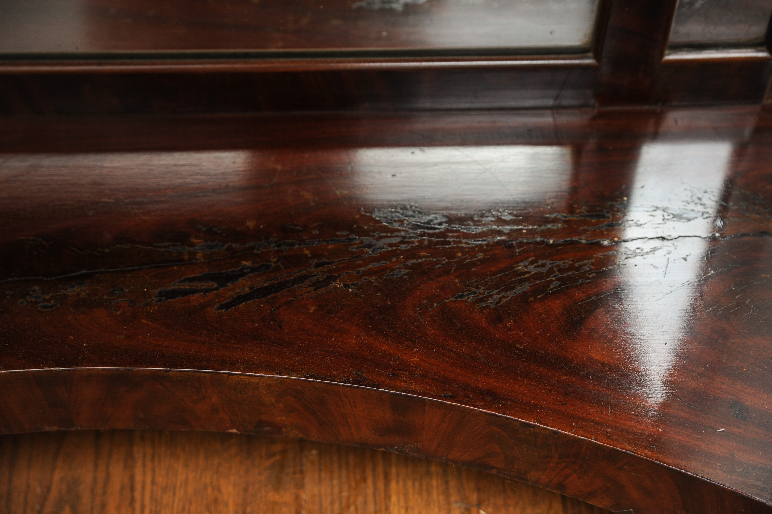 Mahogany Empire Console Table with Petticoat Mirror