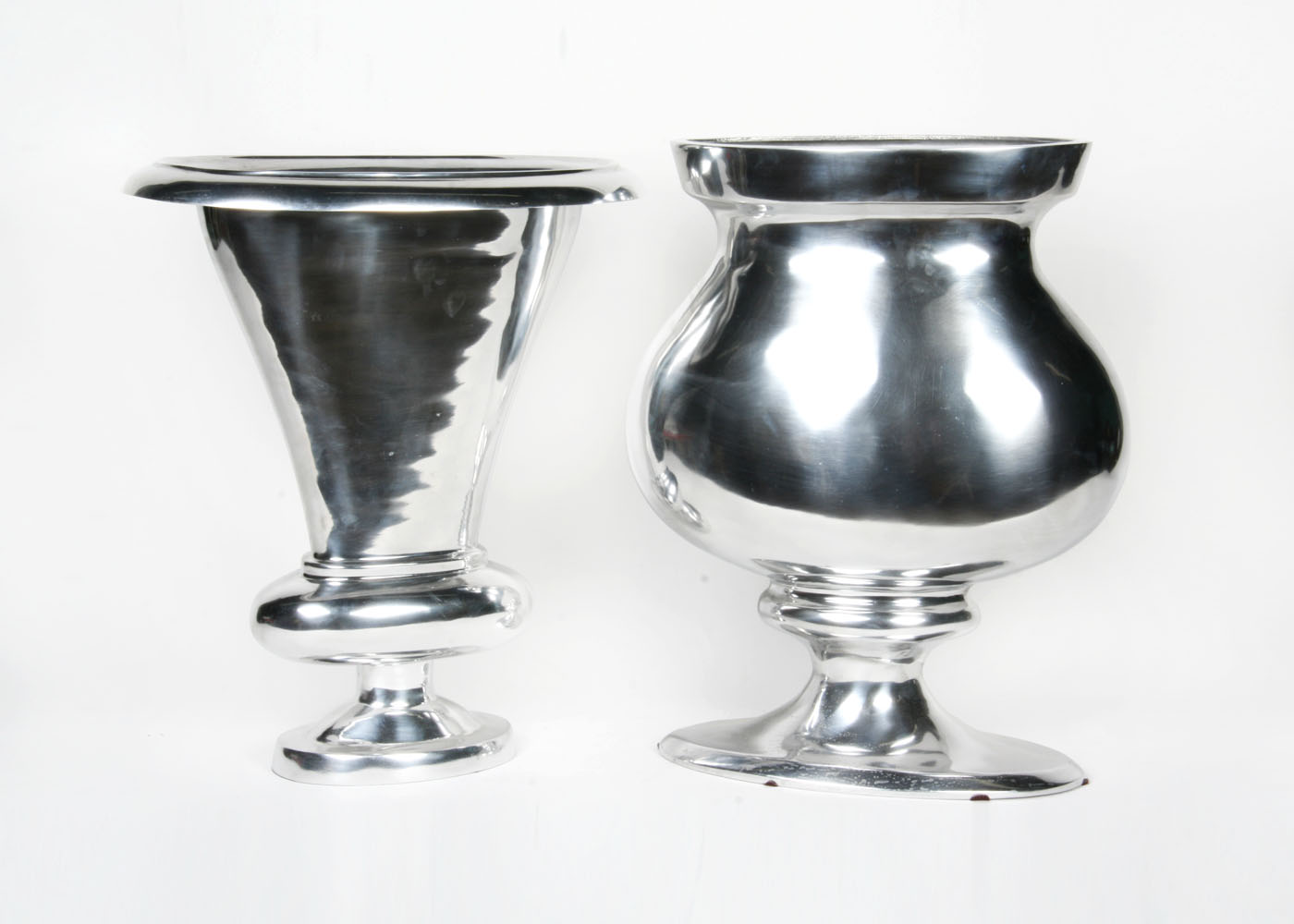 Pair of Large Aluminum Urn Planters