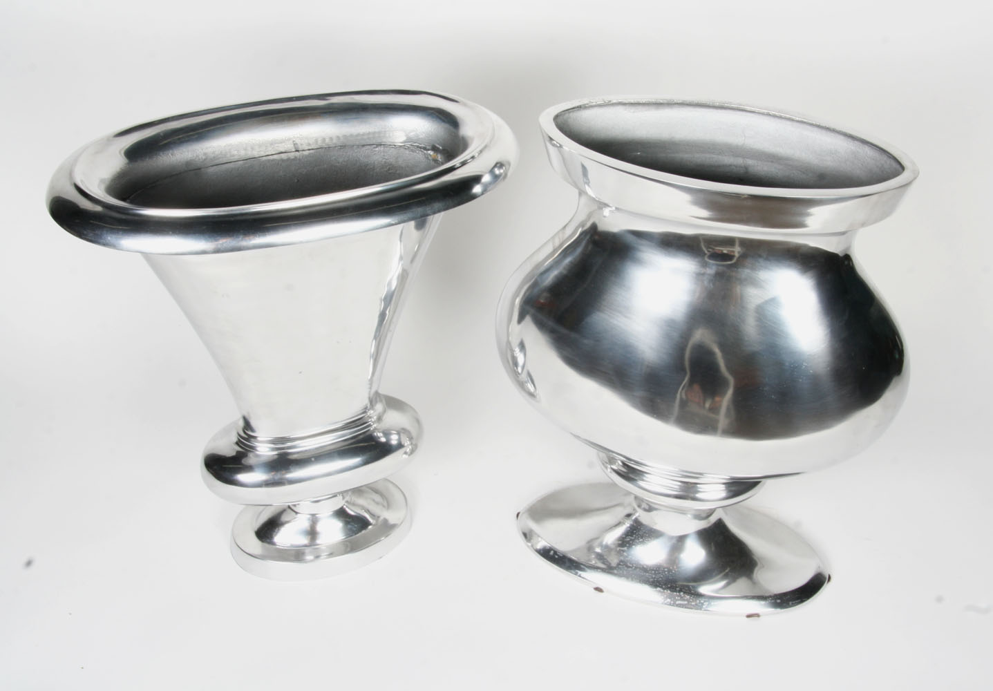 Pair of Large Aluminum Urn Planters