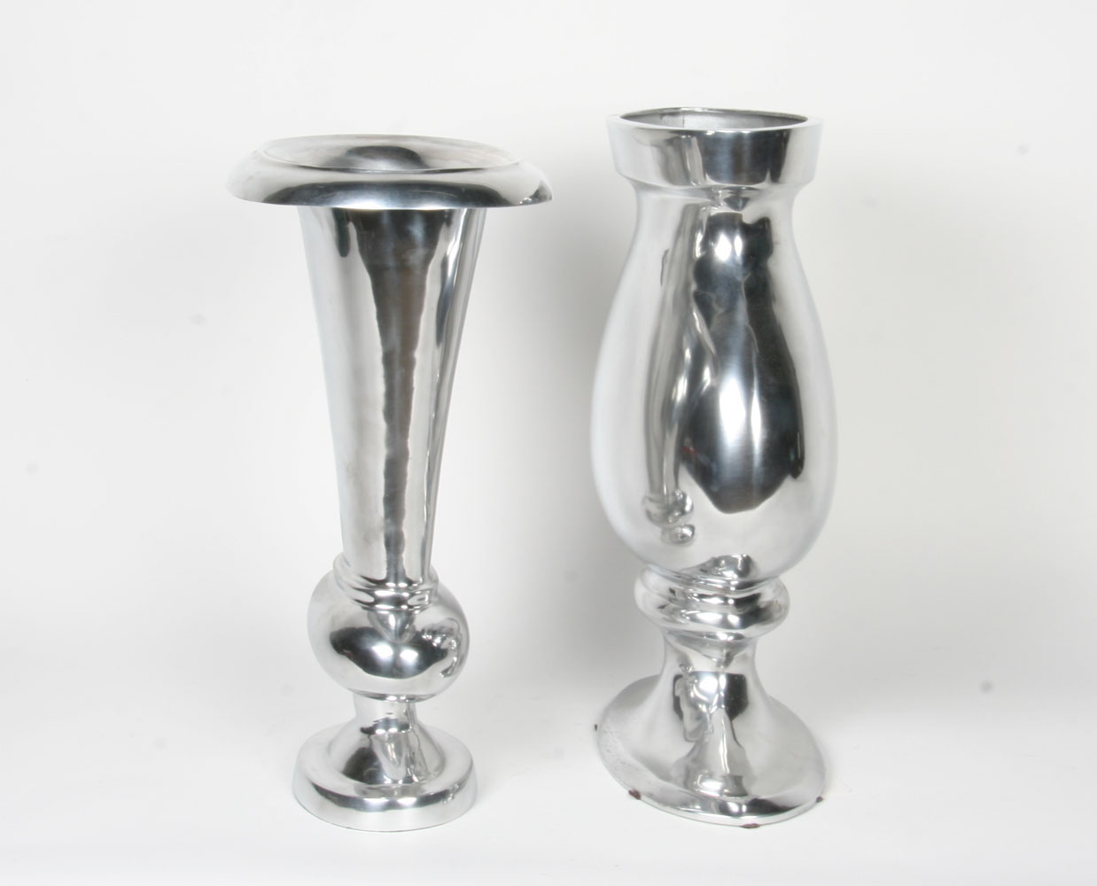 Pair of Large Aluminum Urn Planters