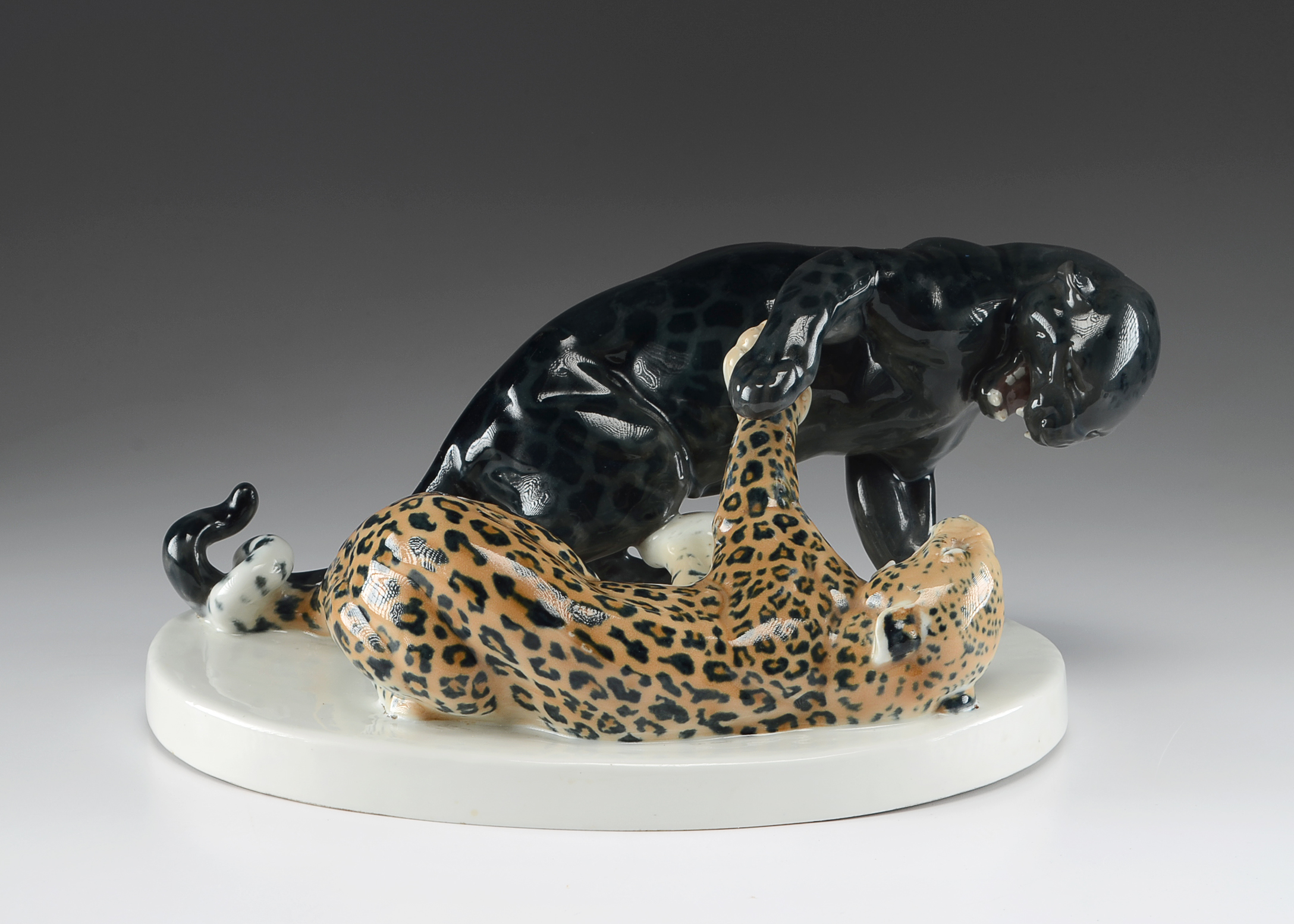 Meissen Panther and Leopard Sculpture