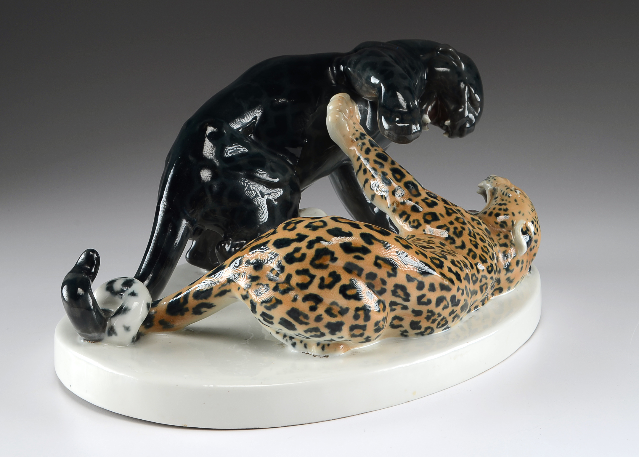 Meissen Panther and Leopard Sculpture