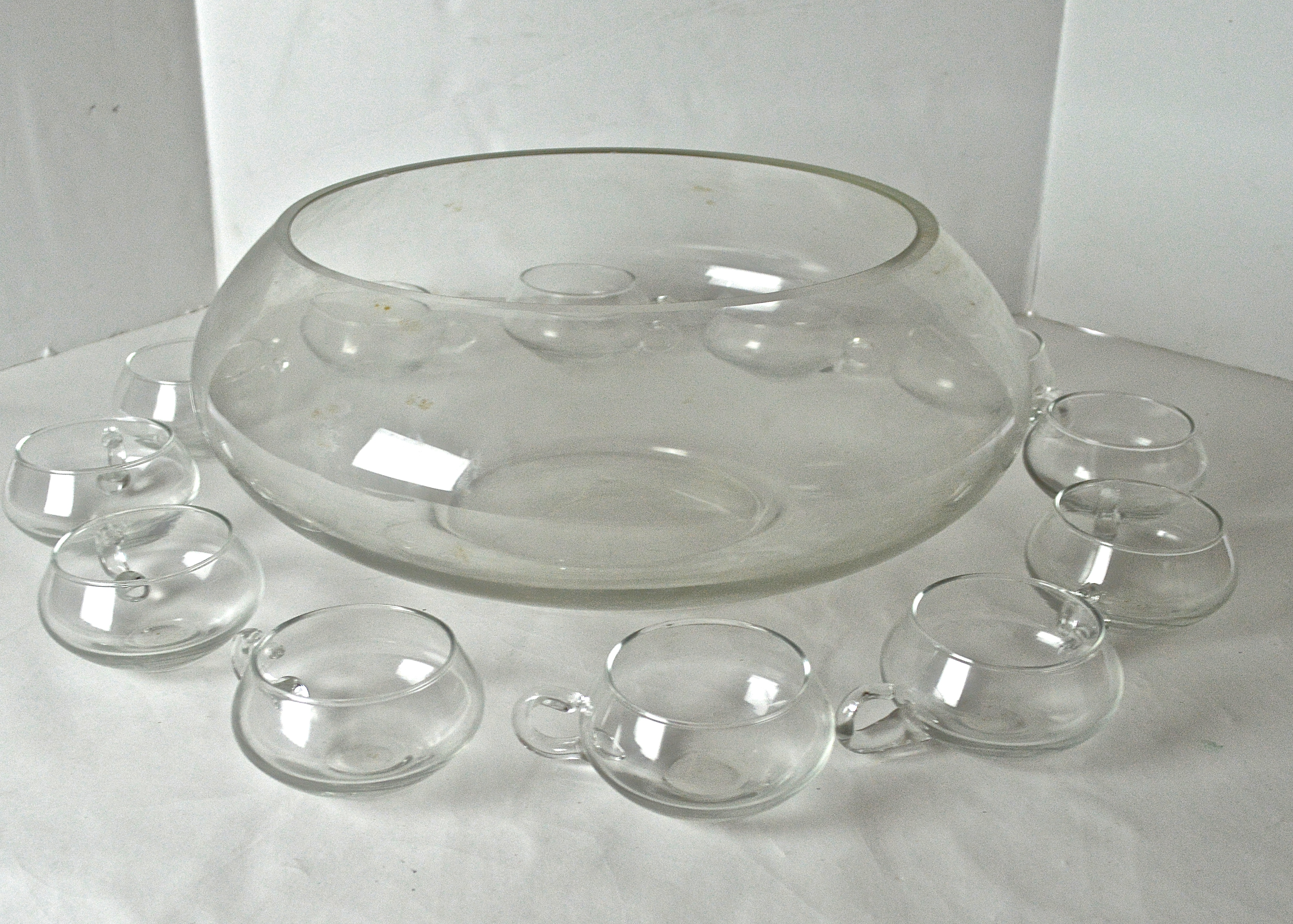 Large Punch Bowl with Set of Matching Cups