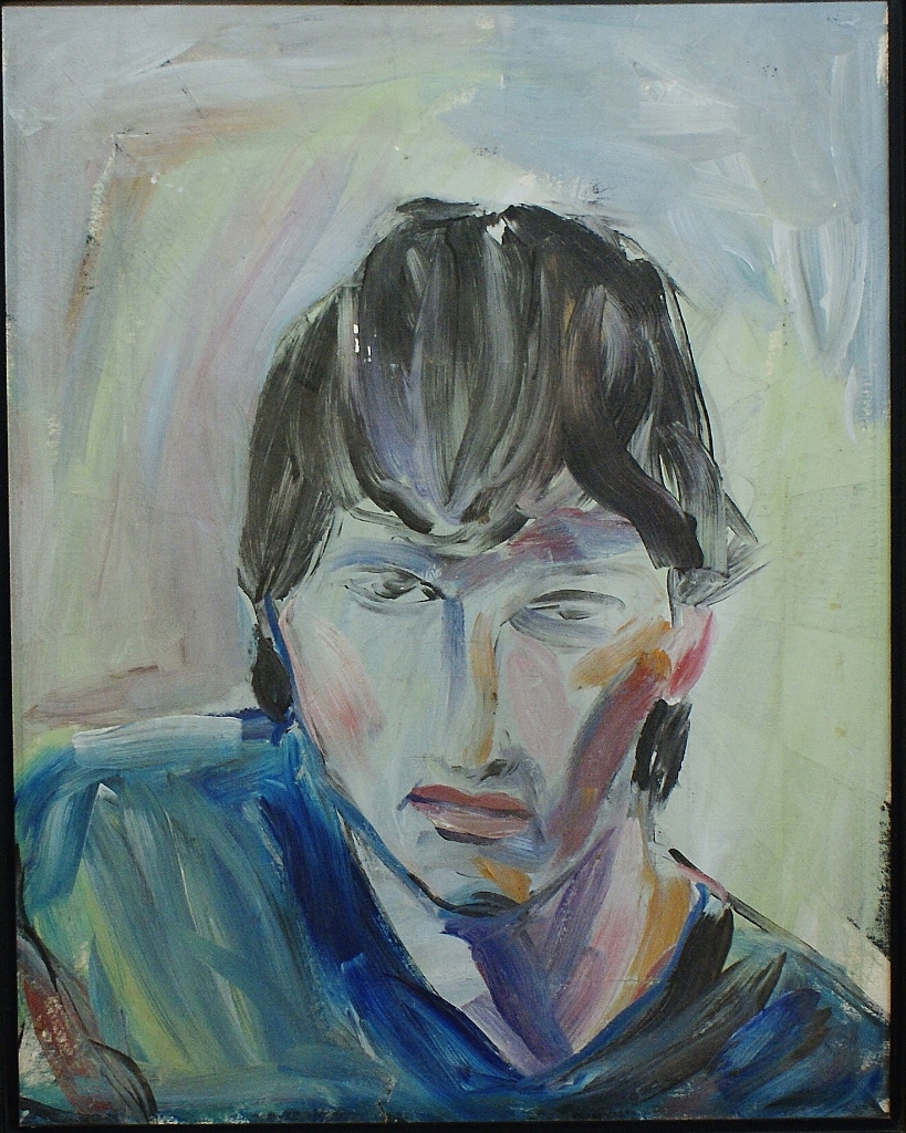 Vintage Original Abstract Portrait of a Young Man