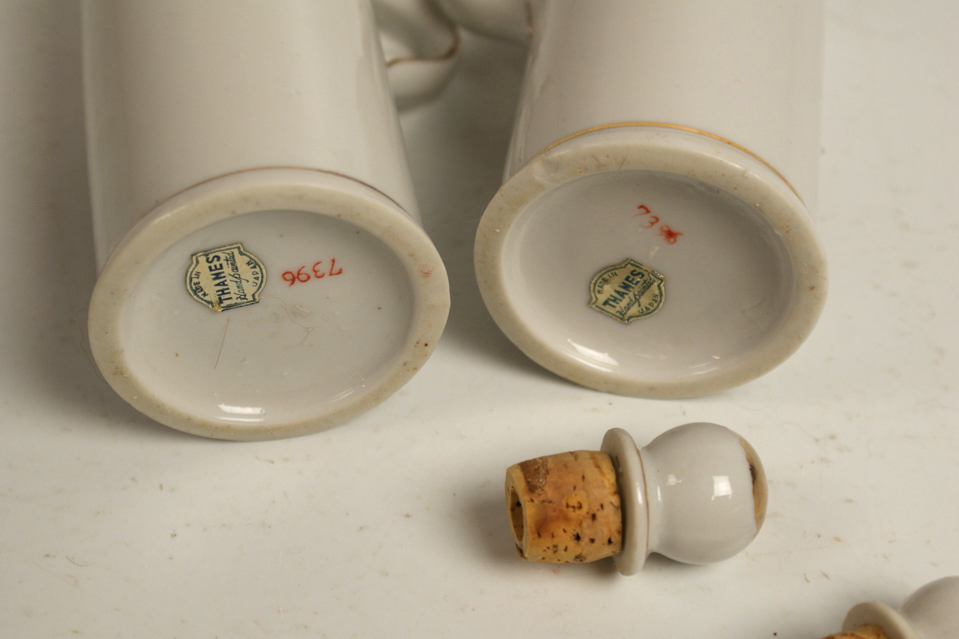 Vintage Thames Hand Painted Vanity Bottles with Stoppers