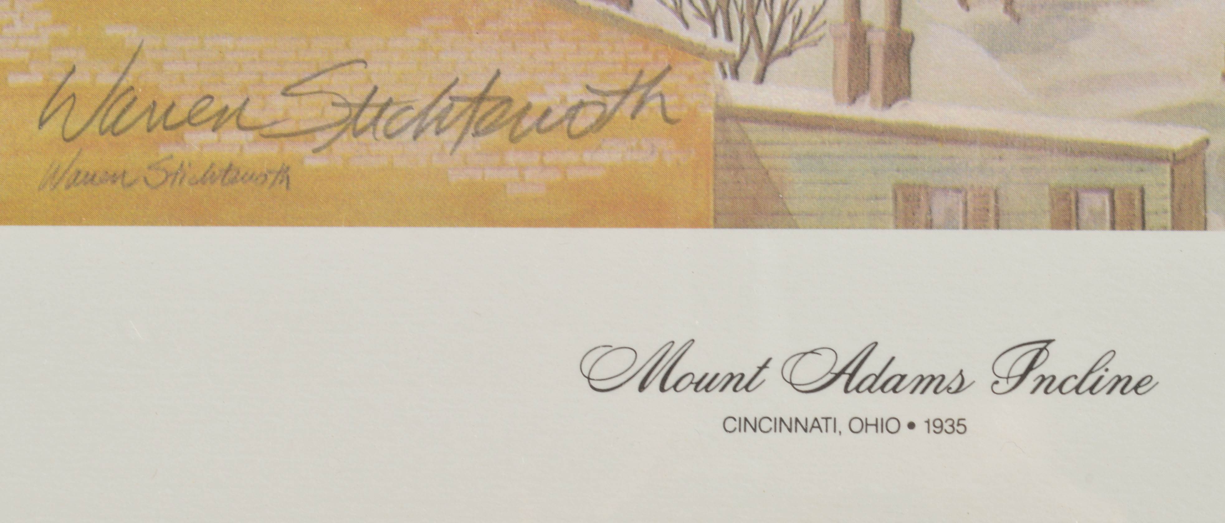 Cityscape Print Depicting Mt. Adams Incline