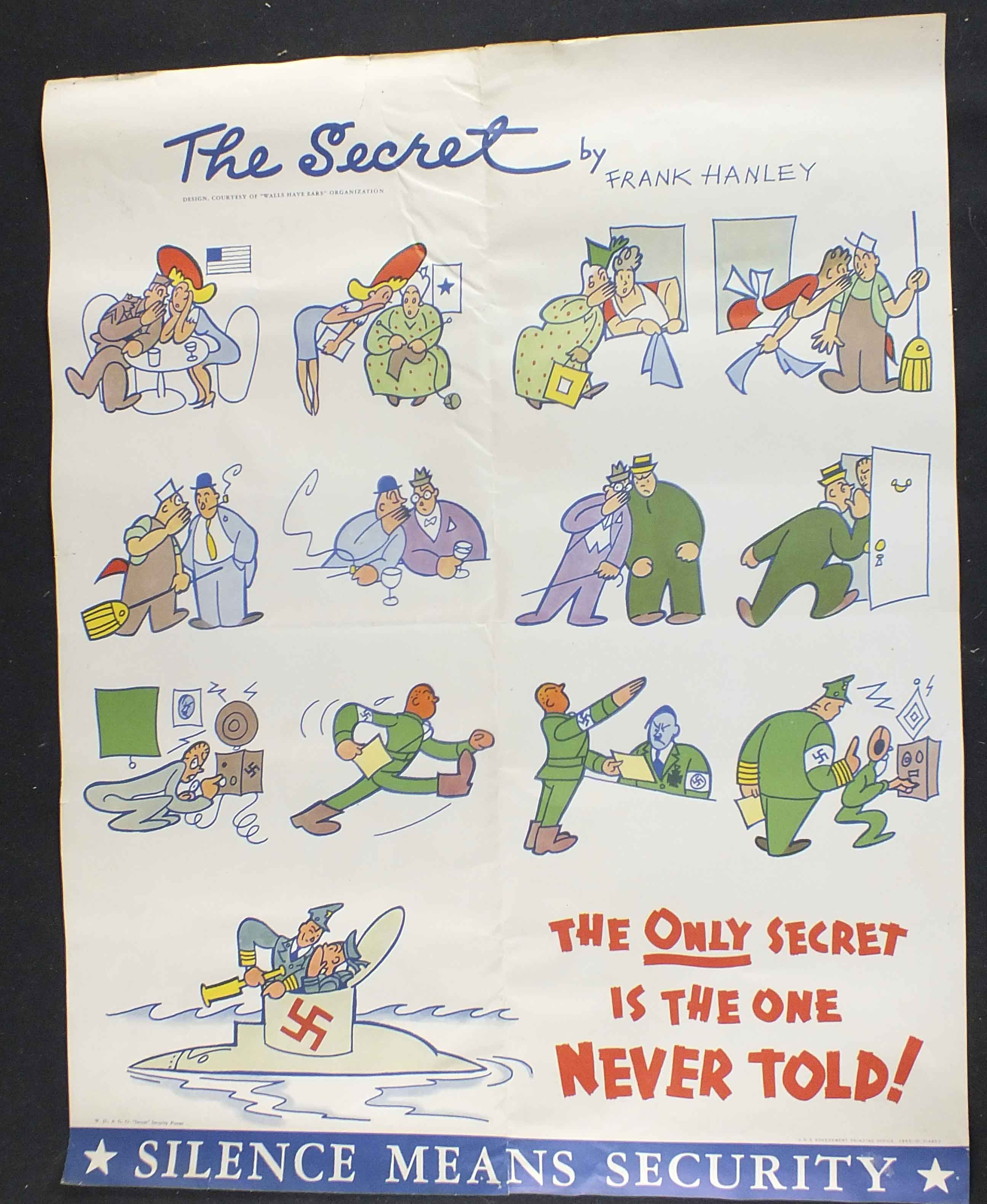 1943 "The Secret"  World War II Poster by Frank Hanley  