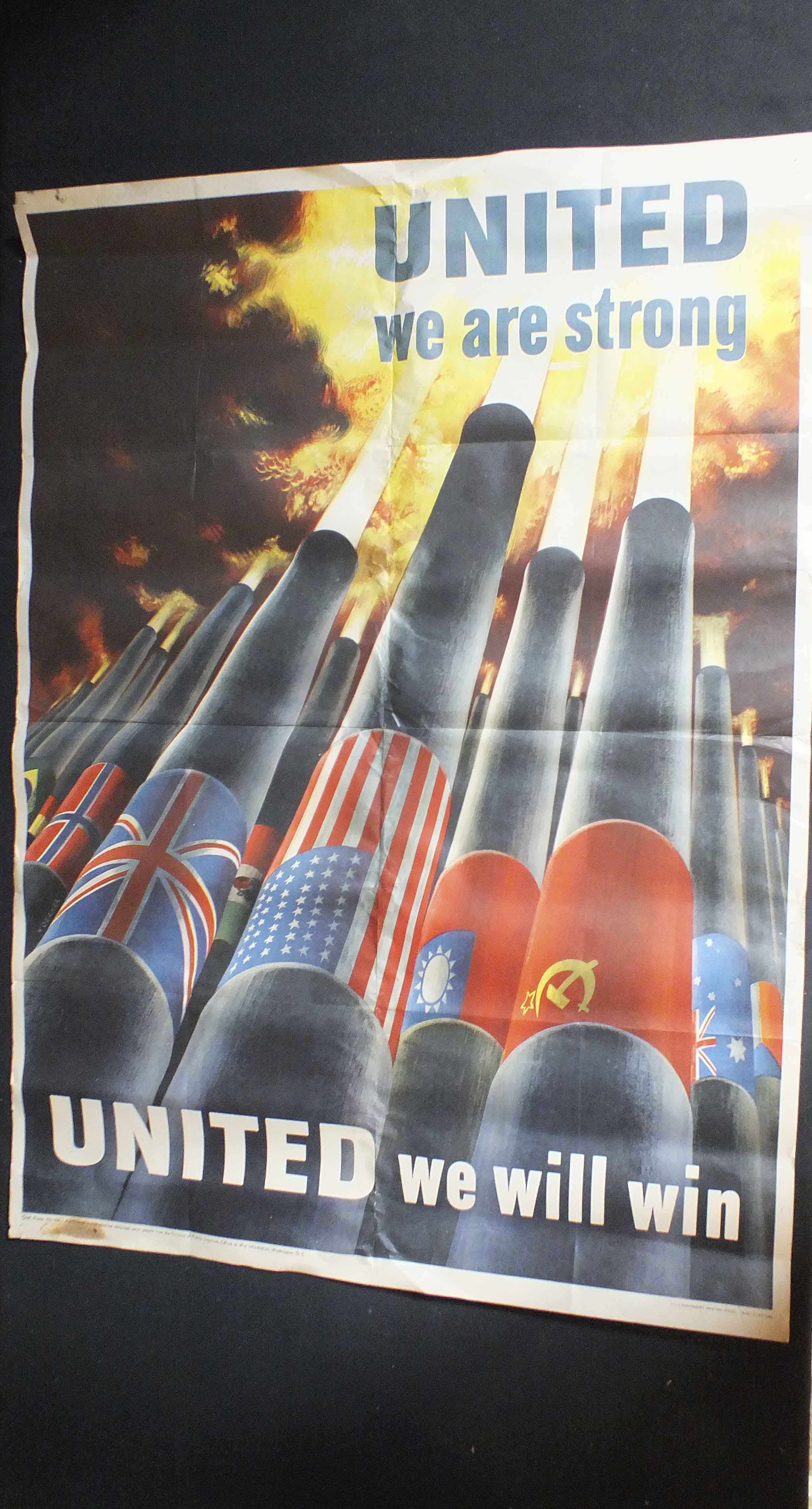 1943 "United We Are Strong" World War II Poster