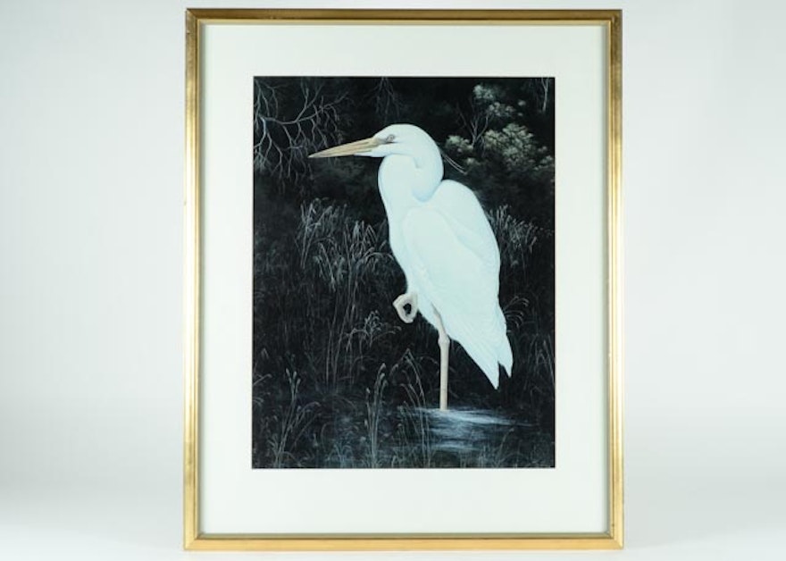 Lithograph Art Print, Great White Heron by Gerard Smith.
