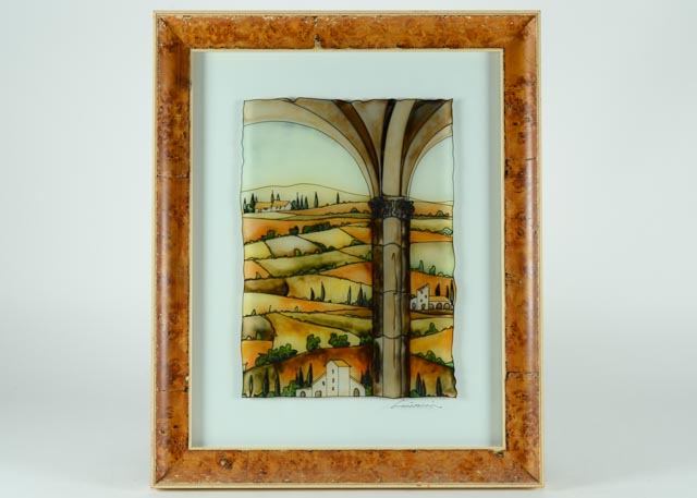 Massimo Cruciani Original Glass Painting Titled "Colonna Toscana"