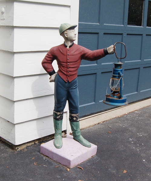 Concrete Lawn Jockey with Lantern