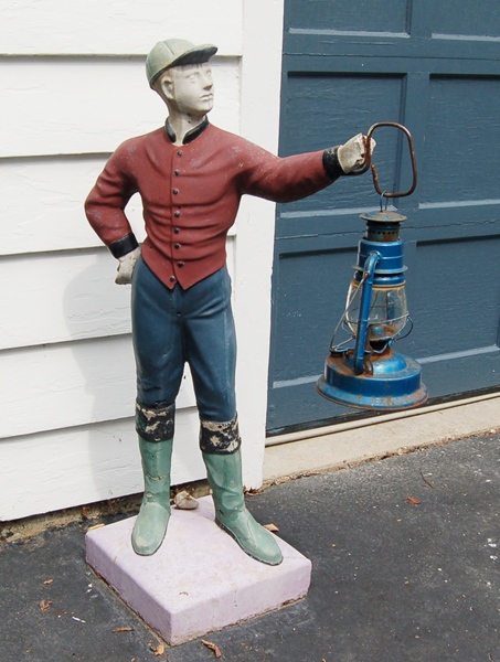 Concrete Lawn Jockey with Lantern