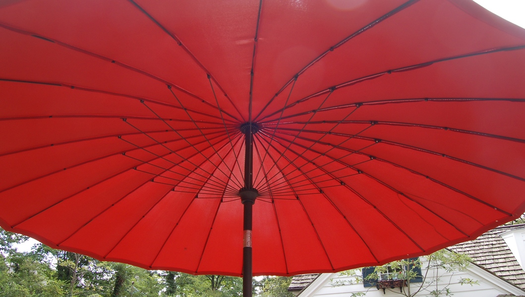 Round Outdoor Patio Table with Four Chairs and Umbrella
