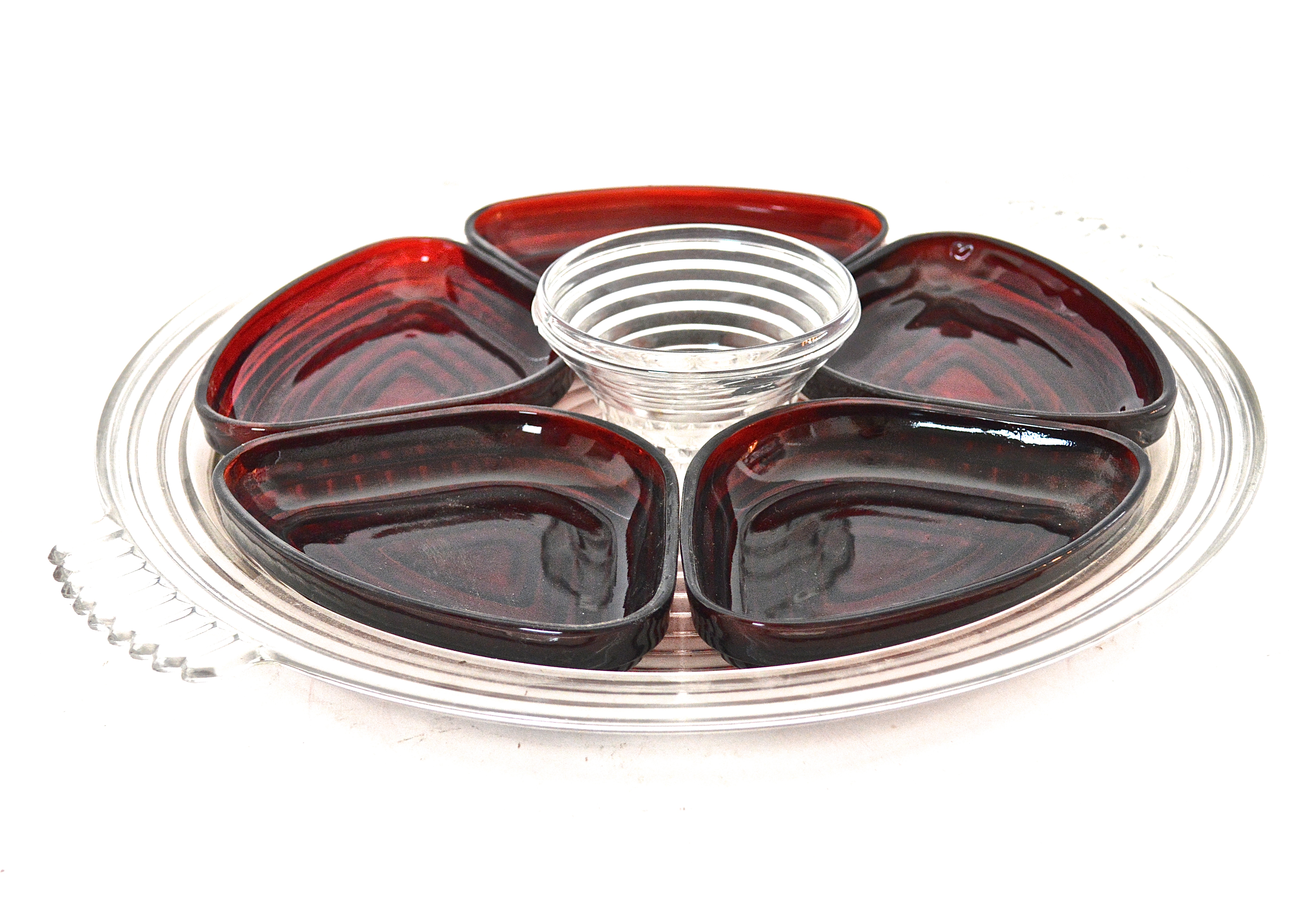 Nine Decorative Glass Trays Including Walther-Glas Canape Tray