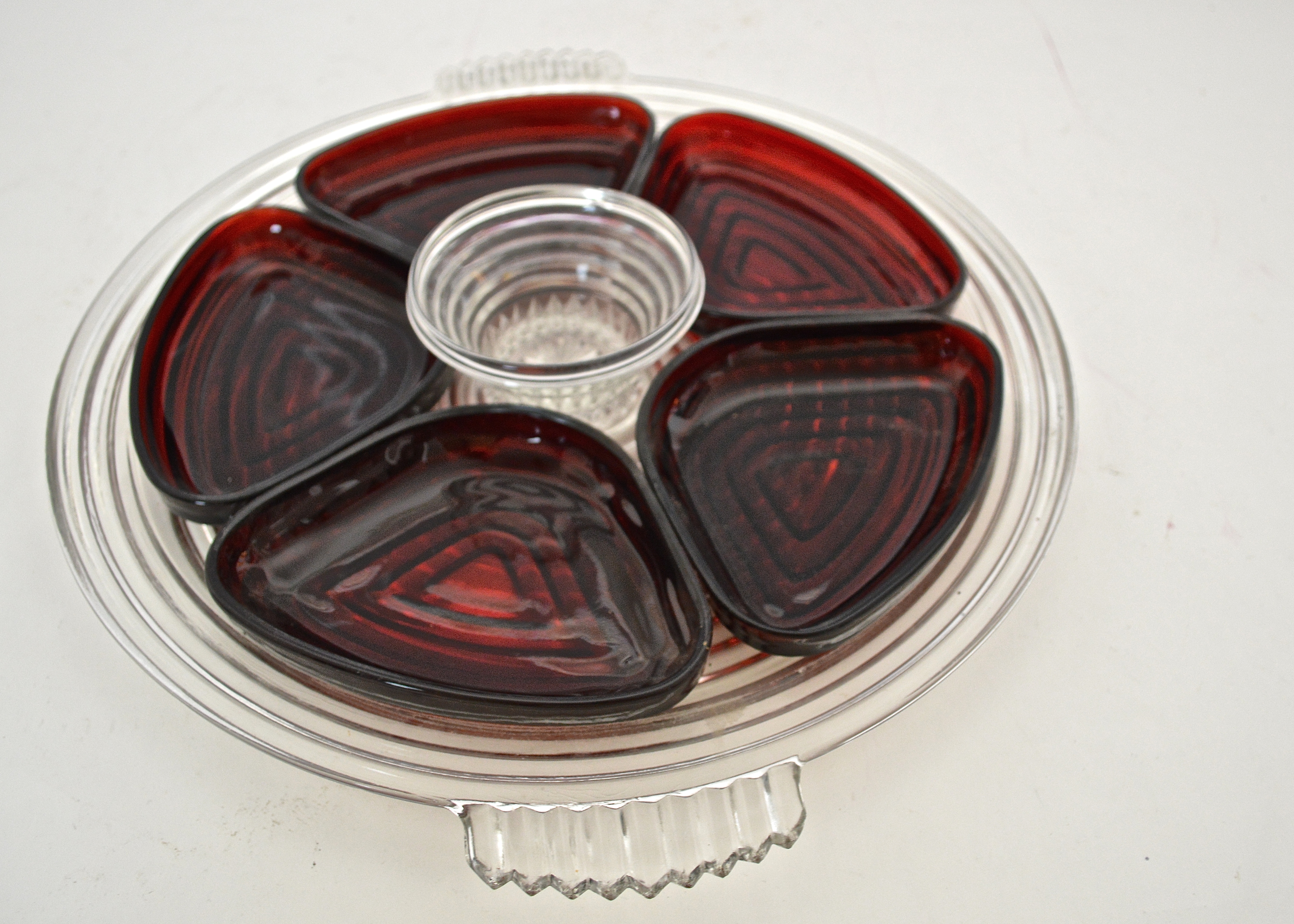 Nine Decorative Glass Trays Including Walther-Glas Canape Tray