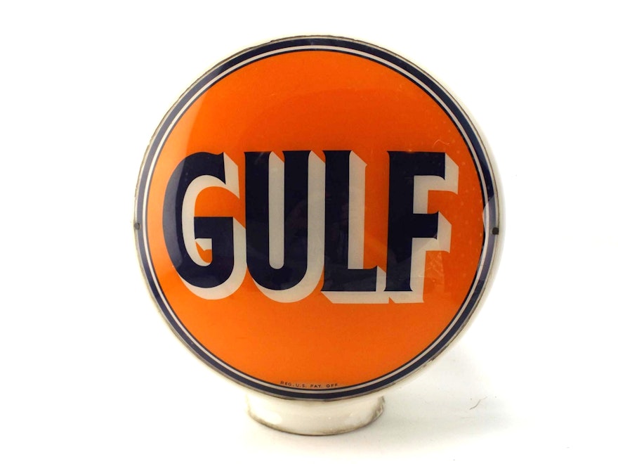 Vintage Gulf Double-Sided Glass Gas Pump Globe